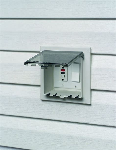 electrical outlet box for vinyl siding|4 gang outdoor electrical box.